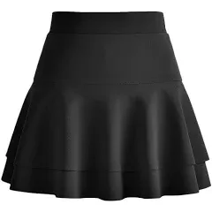 Afibi Casual Mini Stretch Waist Flared Plain Pleated Skater Skirt