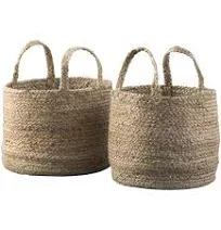 Signature Design by Ashley Brayton Jute 2 Piece Braided Basket Set, Light Brown