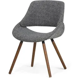 SIMPLIHOME Malden 18 Inch Mid Century Modern Bentwood Dining Chair with Light Wood in Denim Blue Polyester linen, For the Dining Room