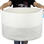 Casaphoria XXXLarge Cotton Rope Basket 217 x 217 x 138 Woven Laundry Basket for Blankets Storage Basket with Handle Comfor