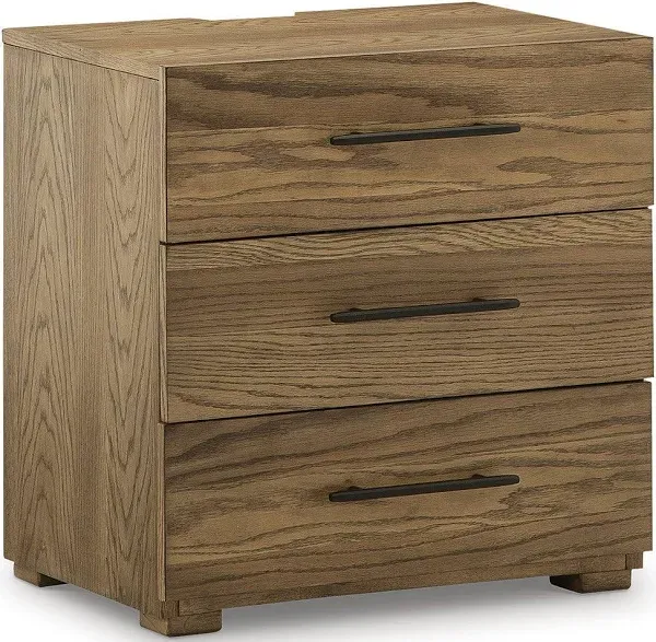 Signature Design by Ashley Dakmore Traditional 3 Drawer Night Stand with USB Charging Ports, Brown