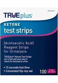 TRUEplus Ketone Test Strips Ideal for Low-Carb Dieters Made in USAUrinalysis Test Sticks (100)