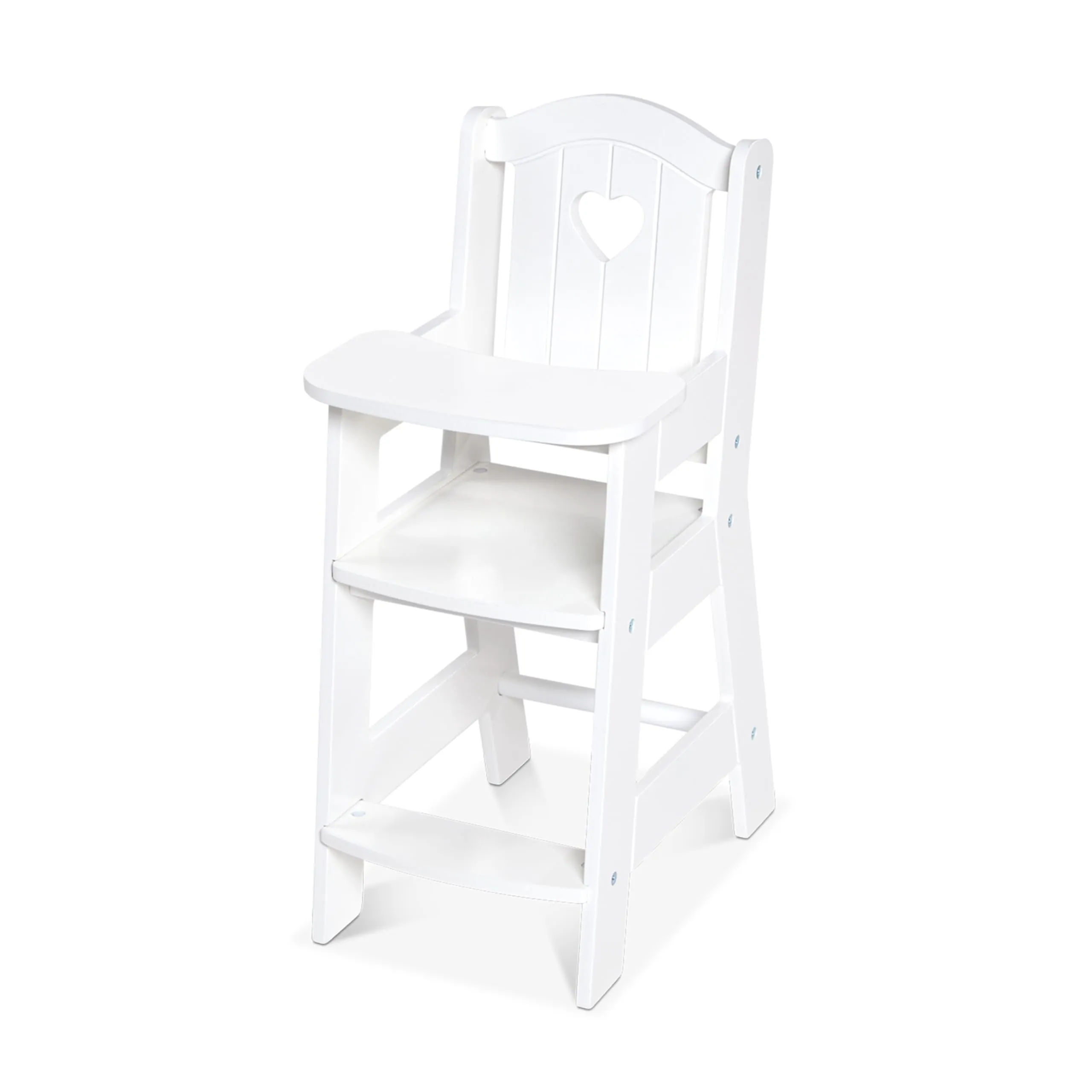 Wooden Play High Chair for Dolls, Stuffed Animals - White (18”H x 8”W x 11”D )