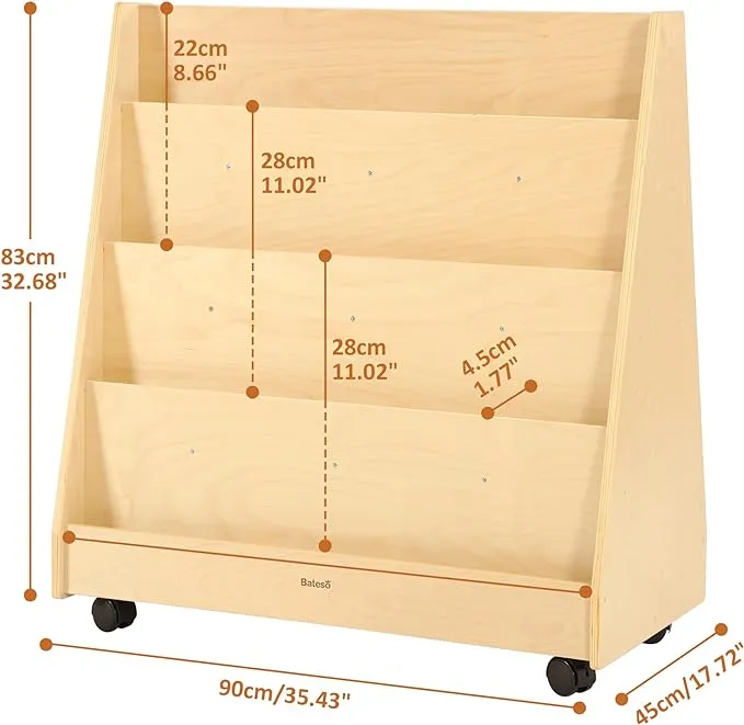 Double-Sided Bookshelf with Wheels