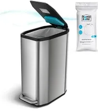 13 Gallon Slim Kitchen Trash Can with CleanAura Odor Control Pod, Stainless S...