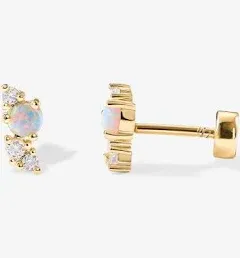 PAVOI Women's Gold Opal Screw Back Stud Earrings