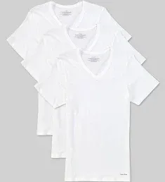 Calvin Klein SLIM Fit  Crew Neck T-Shirts 5-Pack White Size XL  100% Cotton.