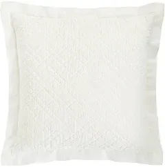 Washed Linen Ivory Quilted Sham, Standard Size, Ivory Solid Pattern