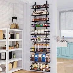 Over The Door Pantry Organizer，9-Ti<wbr/>er Over The Door Organizer with 9 Tier White