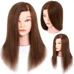 MannequeenHead Mannequin Head with Human Hair - 20-22" Cosmetology Mannequin Head with 100% Real Human Hair for Braiding Practice Cutting - Manikin