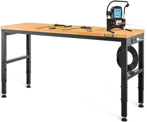 VEVOR Adjustable Height Workbench Work Bench Table w/ Power