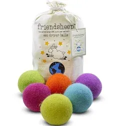 Friendsheep Wool Dryer Balls 6 Pack Xl Organic Premium Reusable Cruelty Free Handmade Fair Trade No Lint Fabric Softener