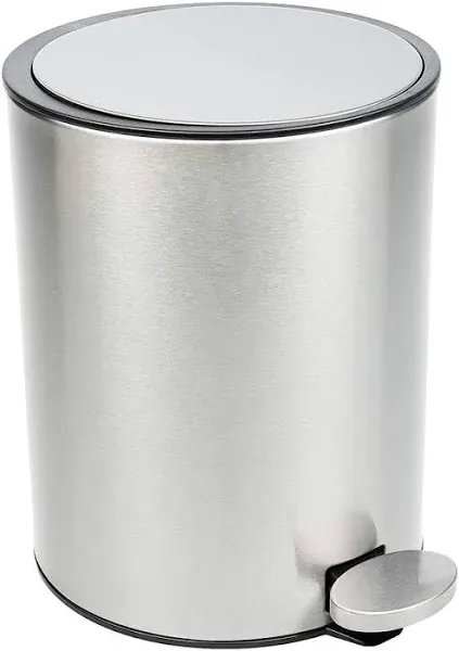 Bamodi Bathroom Bin 101.4 oz – Garbage Can with Lids – Small Pedal Bin for Bathroom, Toilet, Restroom – Stainless Steel Rubbish Waste Trash Can with Removable Inner Bucket (Silver)