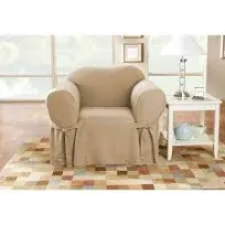 SureFit Duck 1 Piece T Cushion Chair Slipcover ,Tan