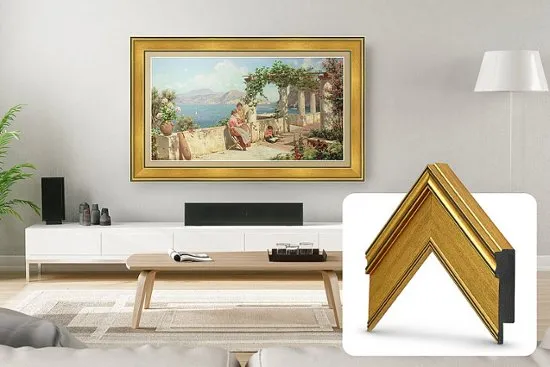 Deco TV Frames - Premiere Bezel for Samsung the Frame TV - 75" - Antique Gold