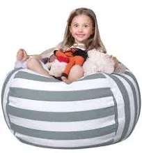 WEKAPO Stuffed Animal Storage Bean Bag Chair Cover for Kids | Stuffable Zipper