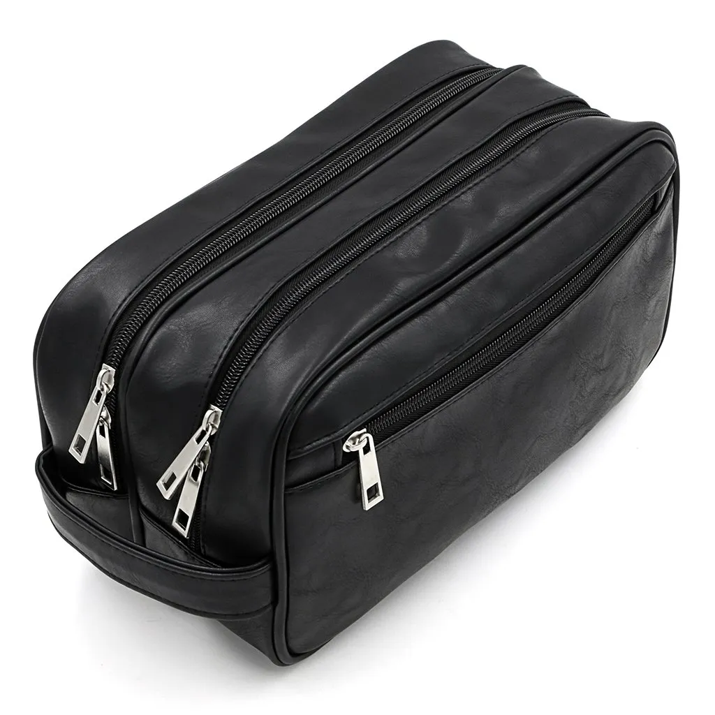 Sumnacon Unisex PU Leather Waterproof Travel Toiletry Bag