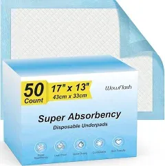 Wowflash 50 Count Super Absorbency Disposable Underpads, Leakproof Quick Drying Disposable Pads for Baby