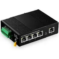 Binardat 5 Port Gigabit Din Rail Industrial Ethernet Switch, 4 Ports and 1 Uplink 10/100/1000Mbps, Fanless Wall Mount, with One Power Supply