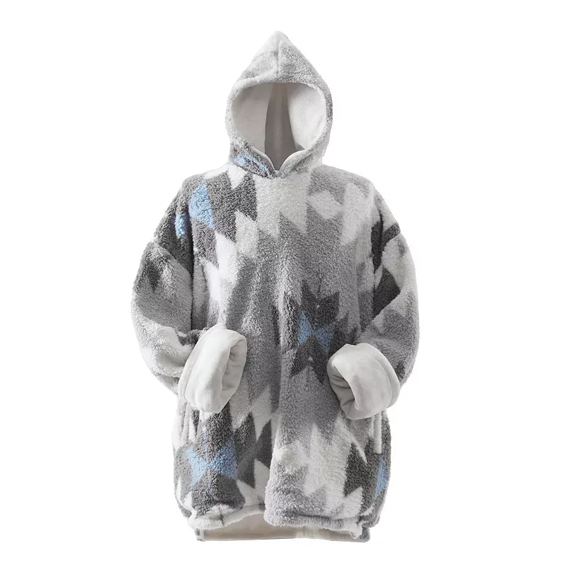 Coleman® Geometric Print Wearable Throw Blanket Hoodie, Gray