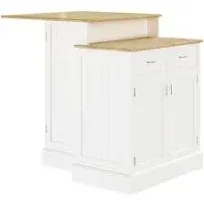 HOMCOM 2-Level Kitchen Island with Storage Cabinet