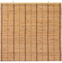 Oriental Furniture Burnt Bamboo Cordless Window Shade - Two-tone Honey 36" W