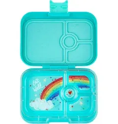 Yumbox Panino Leakproof Bento Box lunch box, 4-Compartment Kids & Adults Bento; Perfect for Sandwich Packed Lunch; Compact ; Healthy Portions (Roar Red with Race Cars Tray)