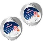 EXGOX 2 Pack 4 Non-Stick Aluminum Cake Pan with Removable Base - WeddingBirthdayChristmas Round Tin Set