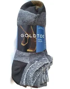 Gold Toe No-Show Cotton Socks Grey Fits 6-12.5 Athletic 6-Pairs