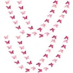 ADLKGG Butterfly Hanging Garland Party Decoration 4 Pack, 3D Paper Pink