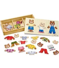 Melissa & Doug Wooden Bear Family Dress Up Puzzle