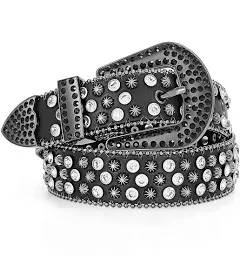 SUOSDEY Rhinestone Belt for Men Women Western Cowboy Cowgirl Bling Studded Le...