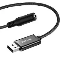 USB to 3.5mm Jack Audio Adapter, USB to Aux Cable with TRRS 4-Pole Mic-Suppor...