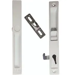 Sliding Glass Patio Door Handle Set, Flush Mount, Non-Keyed, 6-5/8" Screw Holes | Sliding Door Handle Replacement Hardware Repair Fix Sliding Door (DL-502) (White)