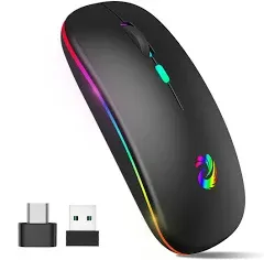 【Upgrade】 LED Wireless Mouse, Slim Silent Mouse 2.4G Portable Mobile Optical ...