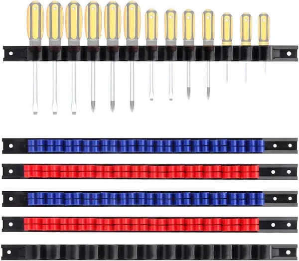 EMENTOL 6 Pcs Screwdriver/Wrench Organizer, Plastic Rail Wrench Hanger,Hand Tool Holder, Perfect for Organize