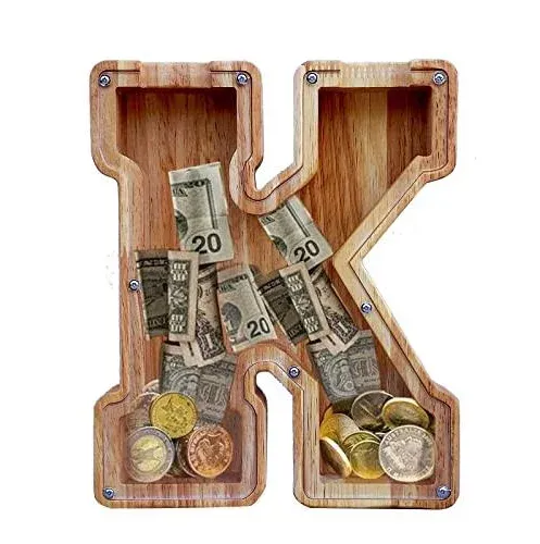 Personalized Wooden Letter Piggy Bank