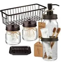 SheeChung Premium Mason Jar Bathroom Accessories Set