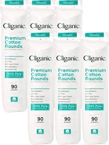 Cliganic Premium Cotton Rounds for Face (200 Count)