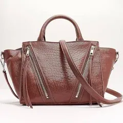 Vince Camuto Wayhn brown cognac Bubble Lamb Leather Satchel MSRP $198