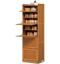 MoNiBloom Bamboo 9-Tier 27 Pair Shoe Organizer Storage Cabinet