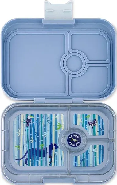 Yumbox Panino Leakproof Bento Box lunch box, 4-Compartment Kids & Adults Bento; Perfect for Sandwich Packed Lunch; Compact ; Healthy Portions (Roar Red with Race Cars Tray)