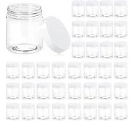 36 Pack 1 OZ Plastic Jars Round Clear Cosmetic Container Jars with White Lids...