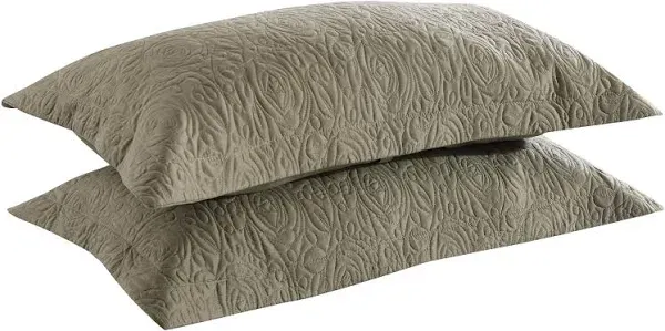 2-Piece Embroidered Pillow Shams, King Decorative Microfiber Pillow Shams Set, K