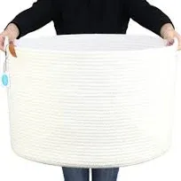 Xxxlarge Cotton Rope Basket For Living Room Woven Storage Basket With Handle For