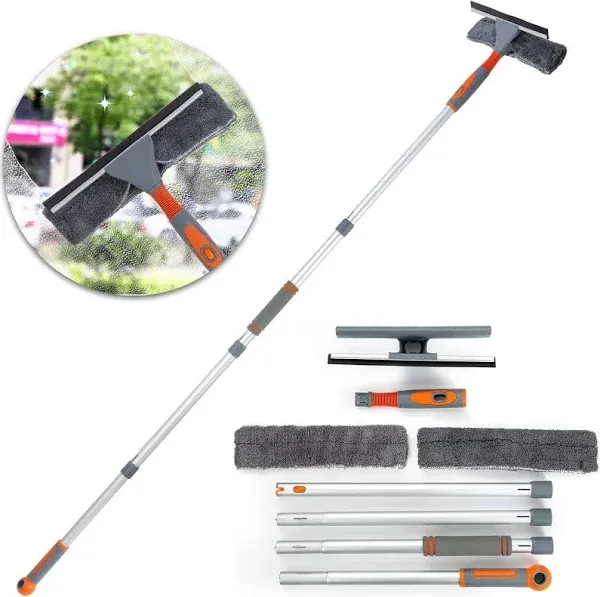 Window Squeegee Kit, High Dusters for Cleaning and Window Cleaning Kit with Telescopic Pole, Window Washer &Squeegee, Cleaning Duster and Feather