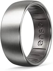 Enso Rings Hybrid Rings - Durable Brushed Outer Metal - Comfortable and Premium Inner Silicone