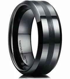 King Will Duo 8mm/10mm Mens Brushed Tungsten Carbide Wedding Band Ring Polish Finished Comfort Fit Black/Silver/Blue/Gold/Rose Gold