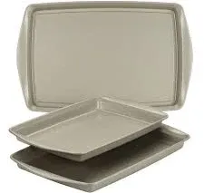 Rachael Ray 3pc Nonstick Bakeware Cookie Pan Set Silver