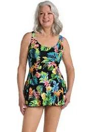 Maxine Of Hollywood Women's Seam Front Swim Dress One Piece Swimsuit